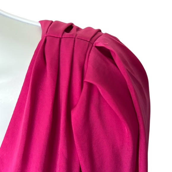NWT Banana Republic Fuschia Wrap Top V Neck Balloon Sleeves Size 16 - Picture 4 of 9